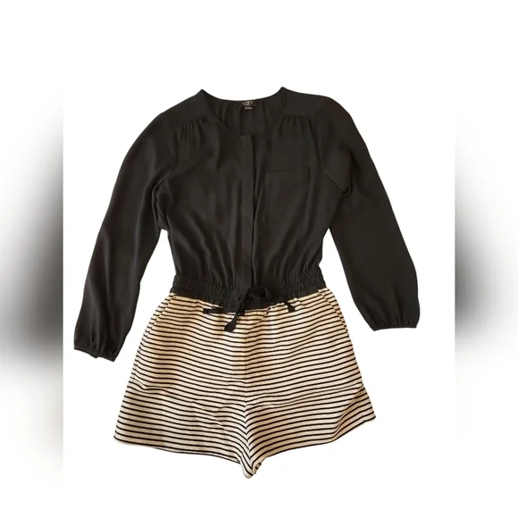 LOFT by Ann Taylor Black and White Striped Romper Size 4P - Picture 1 of 9